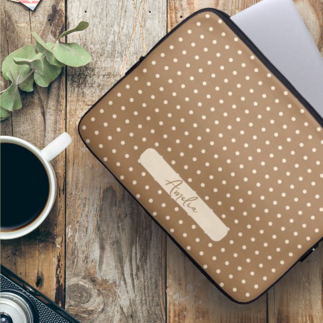 Capa Para Notebook Tortilla Brown e bolinhas beges (Criador carregado)