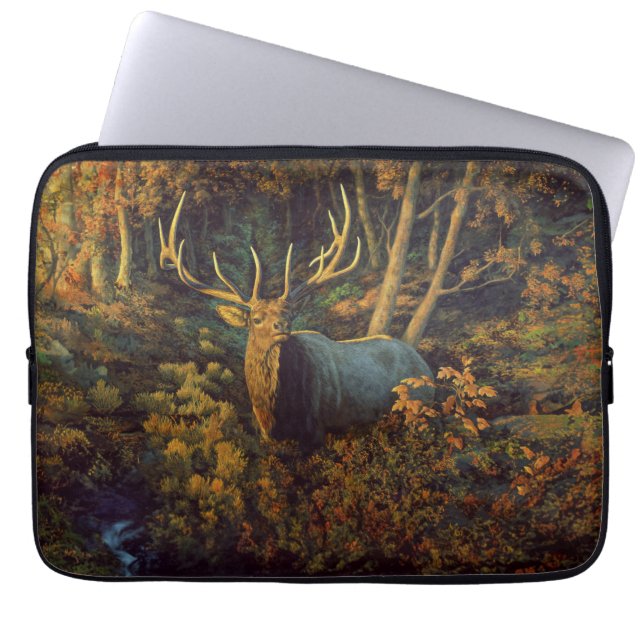 Capa Para Notebook Touro Elk na Floresta do outono (Frente)