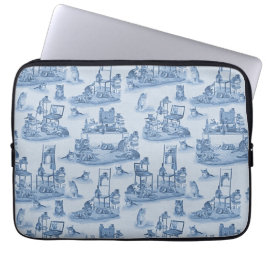 Capa Para Notebook Trabalhando em casa com o Delft Blue de duas tonal