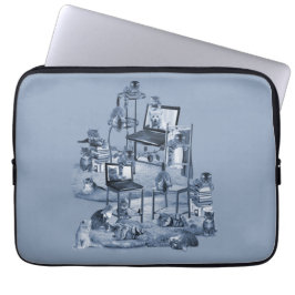 Capa Para Notebook Trabalhando em casa com o Delft Blue de duas tonal