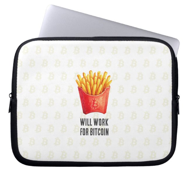Capa Para Notebook Trabalhará por Bitcoin (Branco) (Frente)