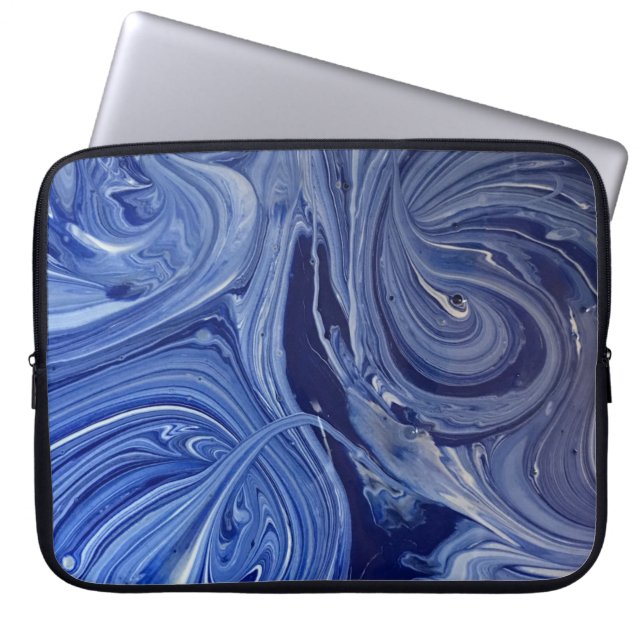 Capa Para Notebook Trabalho de arte azul e branco (Frente)