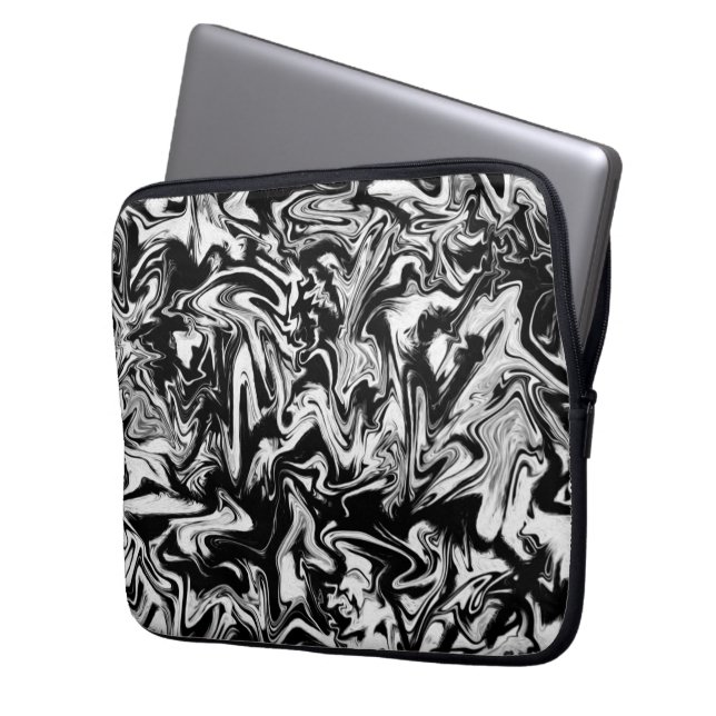 Capa Para Notebook Trabalho de arte de Abstrato branco e preto (Frente Esquerda)