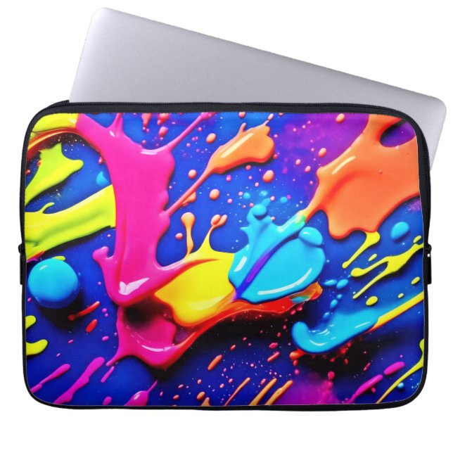 Capa Para Notebook Trabalho de arte de Splatter de Tinta Neon Vibrant (Frente)
