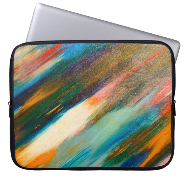 Capa Para Notebook Traços de aquarela diagonal longos multicoloridos  (Frente)