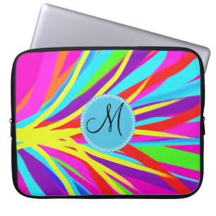 Capa Para Notebook Traços de Pincel de Cor Vívido do Monograma Pers