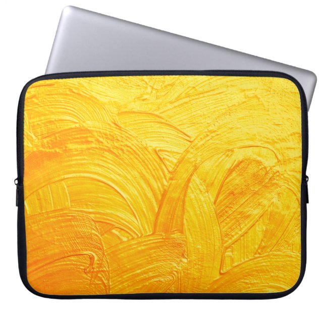 Capa Para Notebook Traços de pincel e curvas de abstrato de ouro (Frente)
