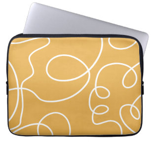Capa Para Notebook Traços Mínimos de Linha Moderna Amarelo
