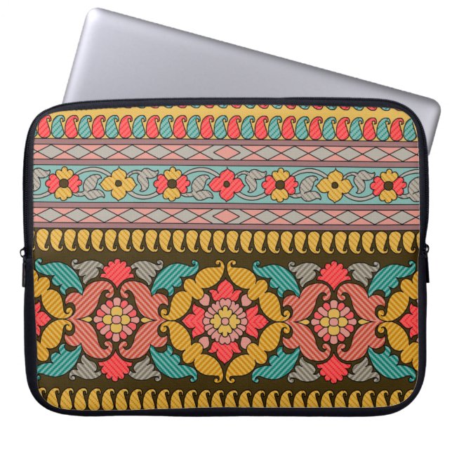 Capa Para Notebook Tradicional Mughal Border Designart,Étnica,tecido, (Frente)