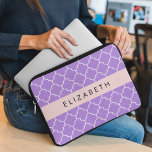 Capa Para Notebook Trava Roxa, Quatrefoil, Trellis, Seu Nome<br><div class="desc">Elegante,  na moda e sofisticado padrão marroquino em cor roxa. Presente moderno e moderno,  perfeito para o amante do trabalho de latência em sua vida. Personalize adicionando o seu nome,  apelido,  monograma ou iniciais.</div>