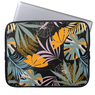 Capa Para Notebook Traz um padrão tropical sem costura com folhas br