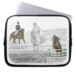 Capa Para Notebook treinamento combinado de 3 cavalos de Eventing do