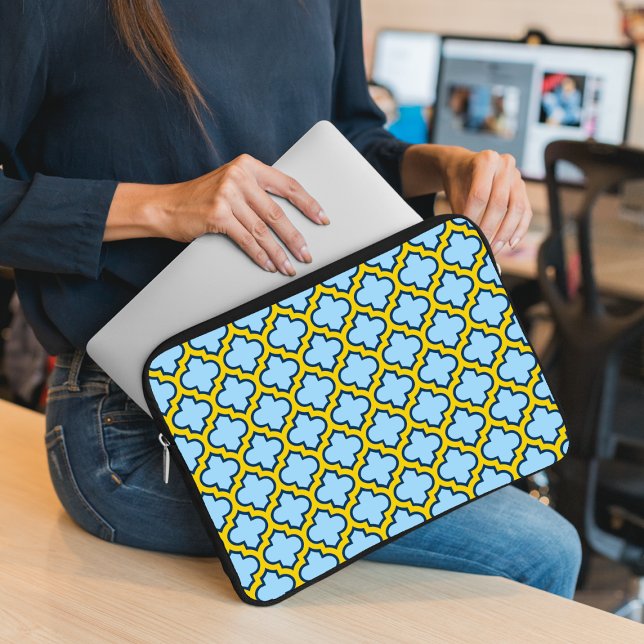 Capa Para Notebook Trellis azul e amarela, lete, quatrefoil (Criador carregado)