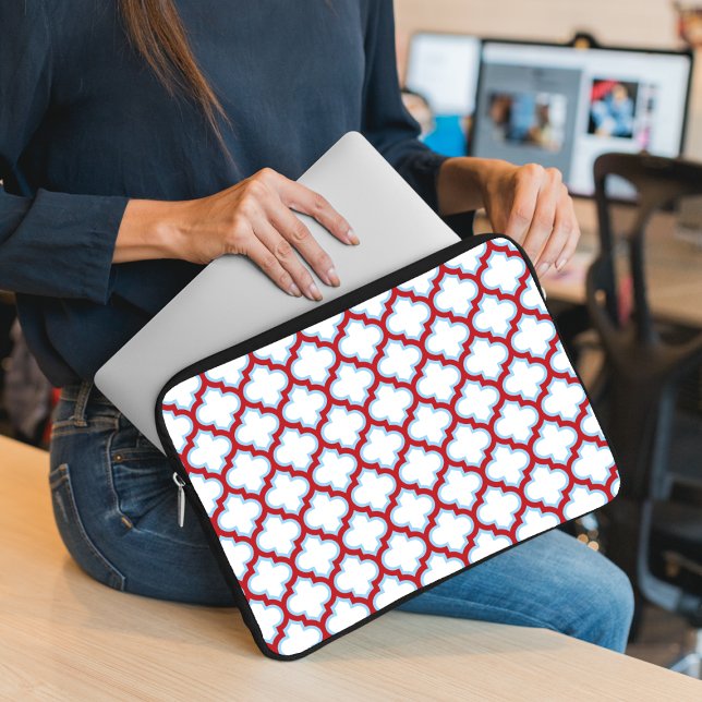 Capa Para Notebook Trellis branca e vermelha, lete, quatrefoil (Criador carregado)