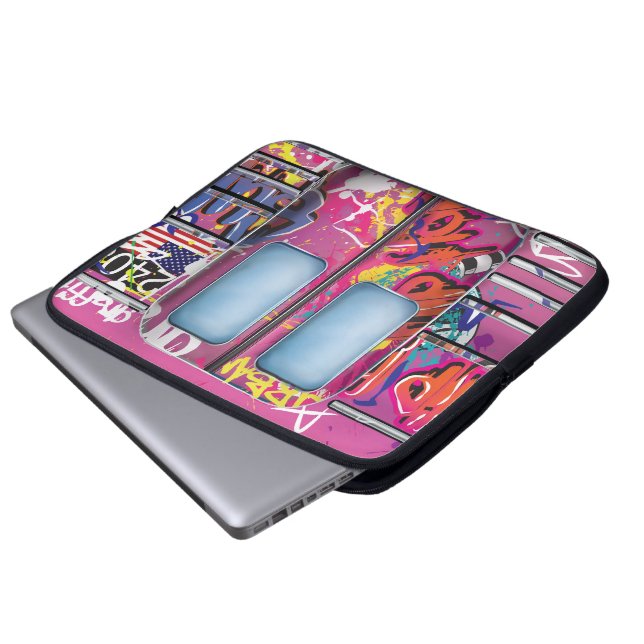 Capa Para Notebook Trem de metrô com grafite (Frente Inferior)