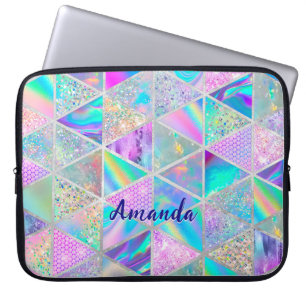 Capa Para Notebook Trendência holográfica elegante, faux, geométrico