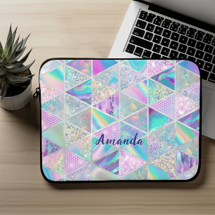 Capa Para Notebook Trendência holográfica elegante, faux, geométrico