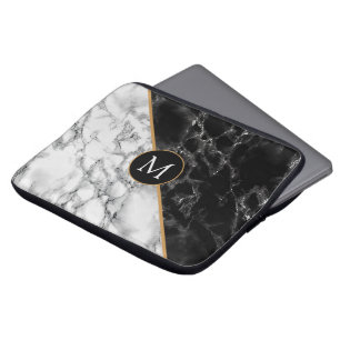 Capa Para Notebook Trendent Black & White Marble Stone - Adicionar su
