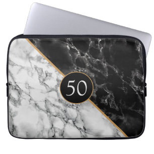 Capa Para Notebook Trendy Black & White Marble Stone - Adicionar Anos
