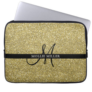 Capa Para Notebook Trendy Metálica Luminosa Dourada Monograma