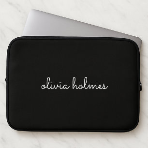 Capa Para Notebook Trendy Monograma Nome do Script Preto Moderno