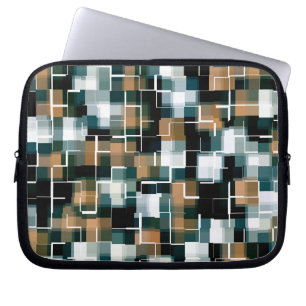 Capa Para Notebook Trendy Teal Brown Black White Xadrez