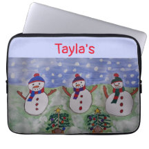 Três Bolsa de laptop de Snowmen de Natal