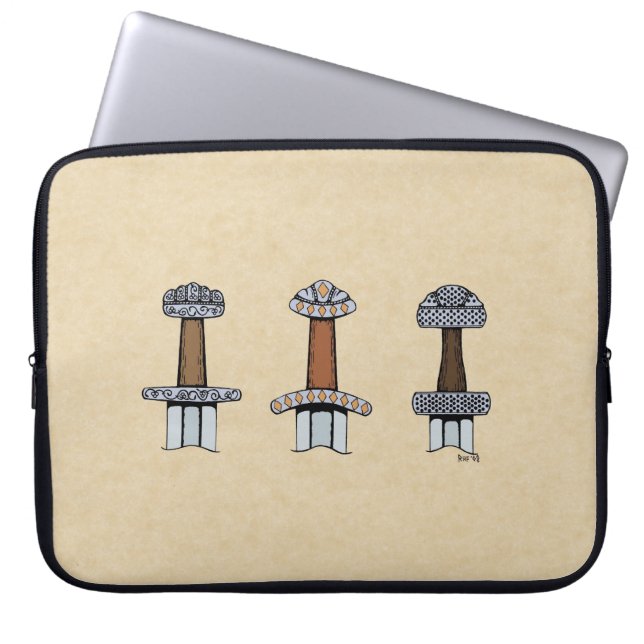 Capa Para Notebook Três Espadas de Viking Hilts (Frente)
