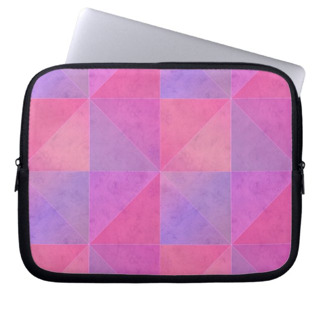 Capa Para Notebook Triângulos Rosa e Roxo Arte em Aquarela Moderna (Frente)