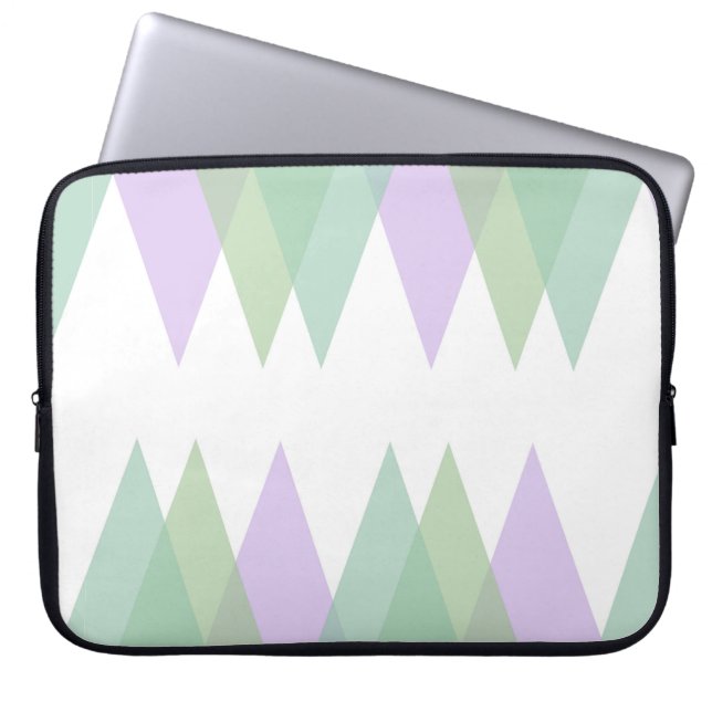 Capa Para Notebook Triângulos verdes e liláticos (Frente)