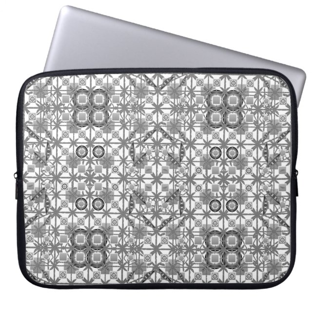 Capa Para Notebook Tribal Batik - cinzas / cinzas, preto e branco (Frente)