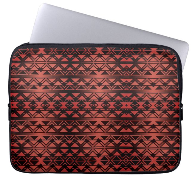 Capa Para Notebook Tribal ZigZag triângulos no salmão escuro gradient (Frente)
