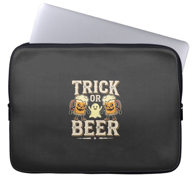 Capa Para Notebook Trick or Beer Design de Cerveja de Halloween_1 (Frente)