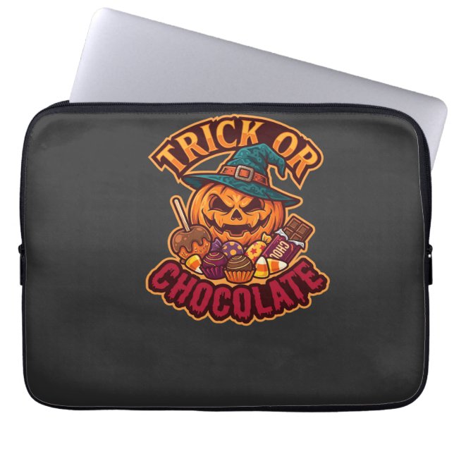 Capa Para Notebook Trick Or Chocolate Halloween Abóbora Chapéu de Bru (Frente)