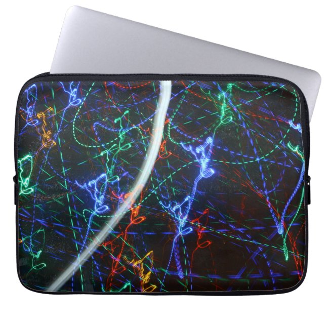 Capa Para Notebook Trilhas de Luz Neon Fotografia Abstrata. Cyberpunk (Frente)
