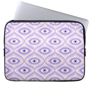 Capa Para Notebook Trippy eye padrão pastel roxo cor-de-rosa moder
