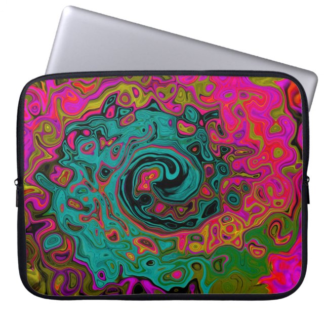 Capa Para Notebook Trippy Turquoise Abstrato Retro Liquid Swirl (Frente)
