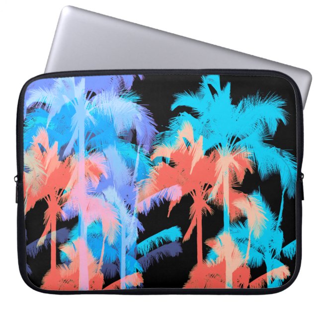 Capa Para Notebook Tropical Aquecer Onda Neon Hawaiian Palm Trees (Frente)
