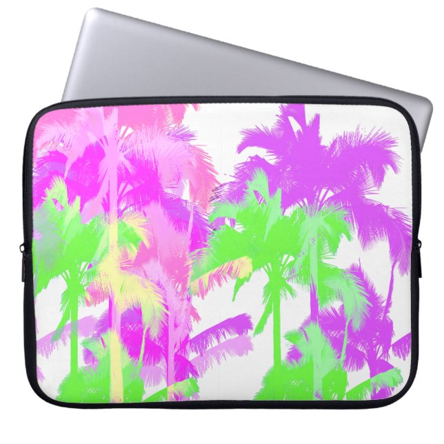 Capa Para Notebook Tropical Aquecer Onda Neon Hawaiian Palm Trees (Frente)