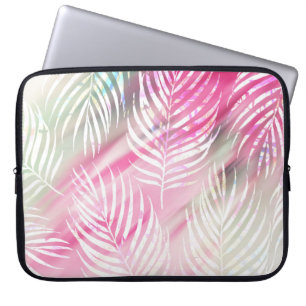 Capa Para Notebook Tropical cora a aguarela branca verde da hortelã