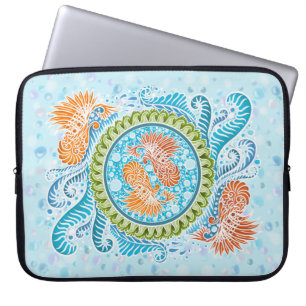 Capa Para Notebook Tropical Koi Mandala Arte Zen do Oceano Vibrante