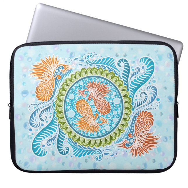 Capa Para Notebook Tropical Koi Mandala | Arte Zen do Oceano Vibrante (Frente)
