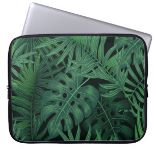 Capa Para Notebook Tropical Night Green: Padrão Vegetal Exótico