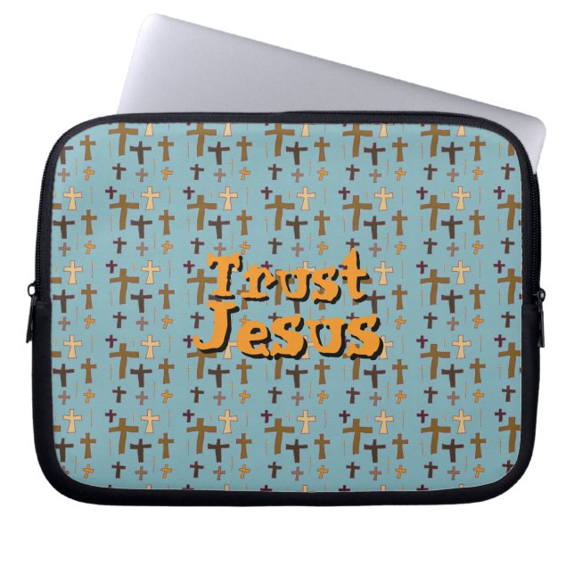 Capa Para Notebook “Trust Jesus” With Crosses Christian Themed (Frente)