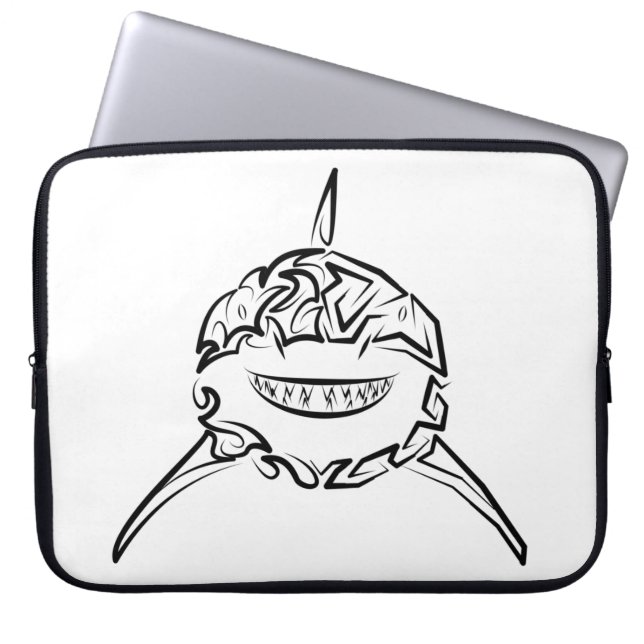 Capa Para Notebook Tubarão-branco-Excelente-tribal preto e branco (Frente)