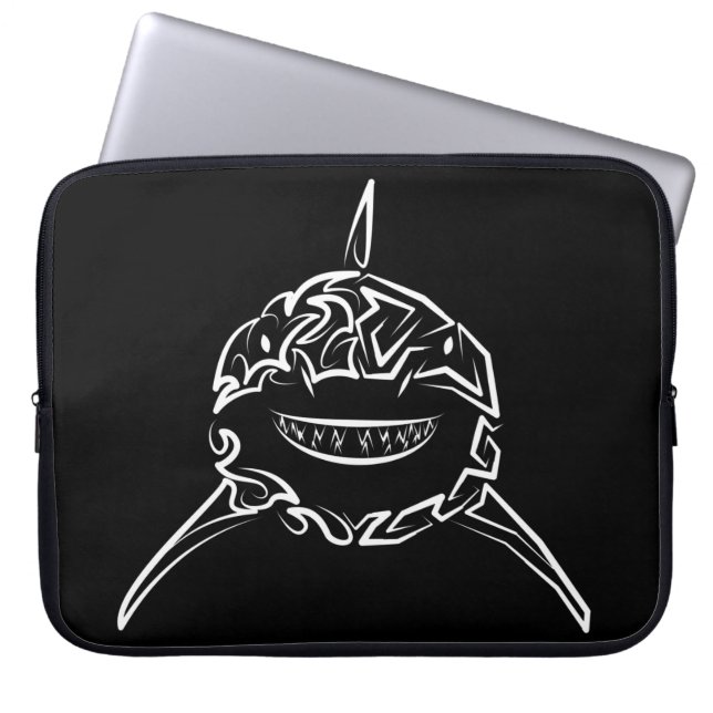 Capa Para Notebook Tubarão-branco-Excelente-tribal preto e branco (Frente)