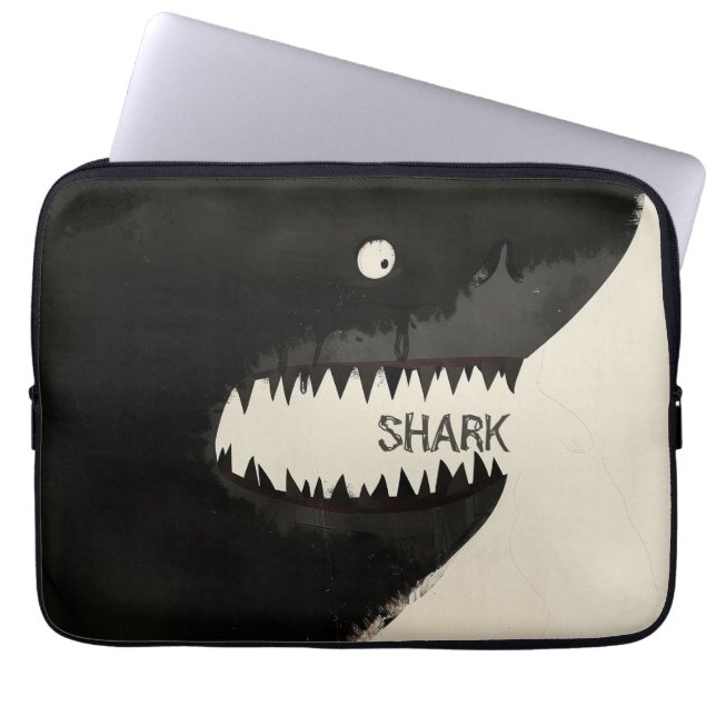 Capa Para Notebook Tubarão Preto (Frente)