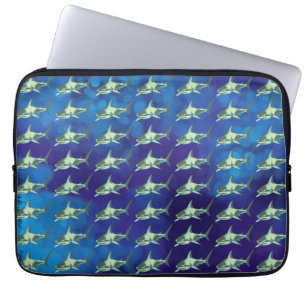 Capa Para Notebook tubarões, azul do teste padrão