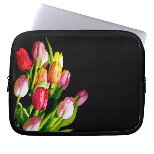 Capa Para Notebook Tulip Painting - Arte Flor Original (Frente)