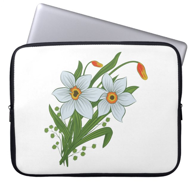 Capa Para Notebook Tulipas e Narcisos Flores (Frente)